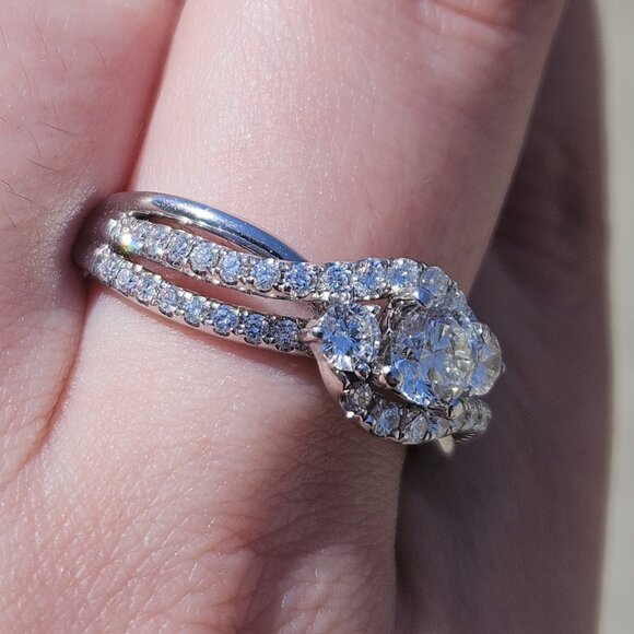 14K White Gold LEO Diamond Bypass Engagement Ring Band 1.23TCW 5.6 Gram Size 10 - Picture 6 of 16